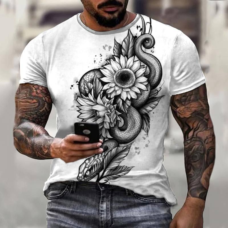 Summer Retro Compass T-shirt Men's 3D Printed T-shirt Fashionable Street Harajuku T-shirt Short Sleeved Oversized Top Men's Clothing