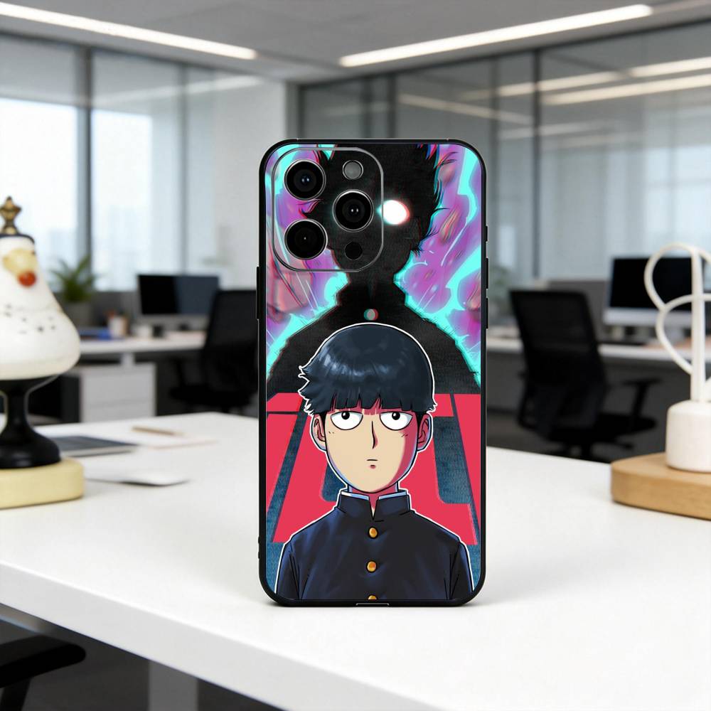 Mob P-Psycho 100 Shigeo K-Kageyama Phone Case For iPhone 17, 16,15,14,13,12,11 Plus,Pro Max, Others Soft Black Cover