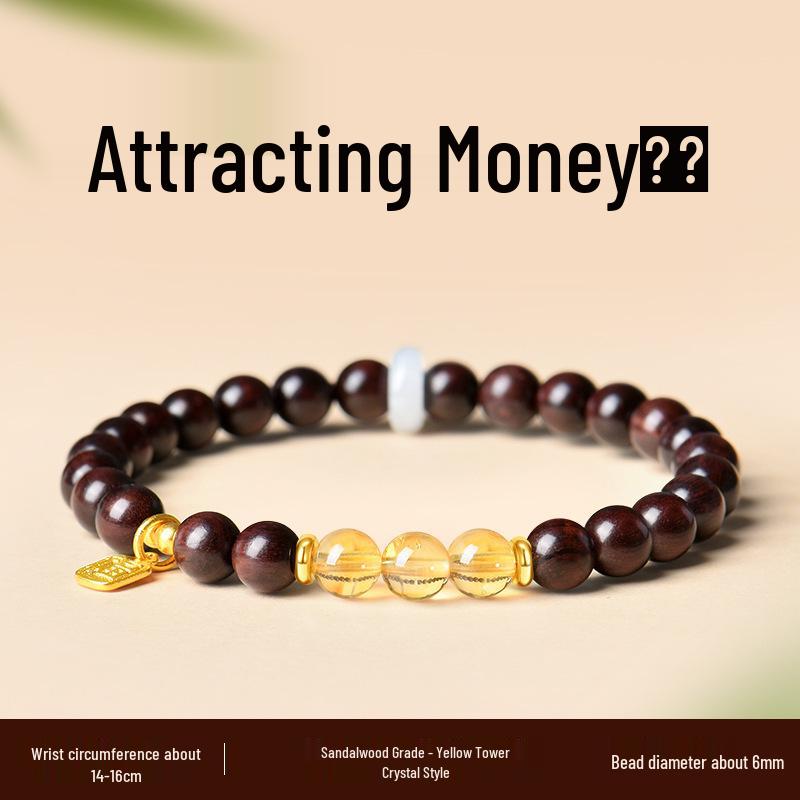 

Браслет в два оборота из индийского сандала и нефрита Хэтянь с бусинами-переносами для мужчин и женщин