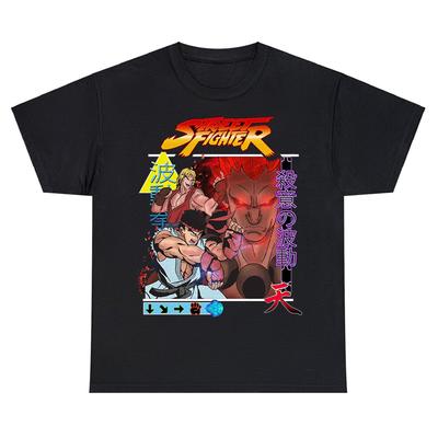 Street Fighter T Shirt Vintage Hip Hop Japanese Anime Harajuku Short Sleeve Streetwear Daily Cotton Tops Casual Unisex T-shirt