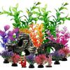 Fish Tank Decorations Plants with Resin Broken Barrel and Cave Rock View, 15pcs Aquarium Decorations Plants Plastic,Fish Tank Accessories, Fish Cave