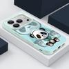 Blue Coat Panda Pattern Case For iPhone 17 Pro Max Funda iPhone 16 Pro Max 15 14 13 12 11 Air 16E Leather Texture Silicone Cover