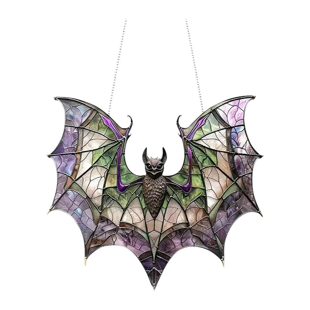 Bat Sun Catcher for DIY House Theme Party Decor Bat Stained Glass Window Hanging for Window Kitchen Office Home Living Room