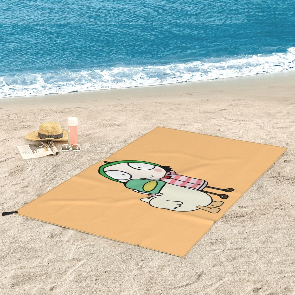 Sarah e Duck si divertono Telo da Spiaggia Morbido Microfibra Asciugatura Rapida Assorbente Asciugamani Veloci Per Nuotare