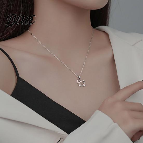 Lightweight Necklace Rocking Horse Pendant Women Charm Cute Exquisite Rhinestone