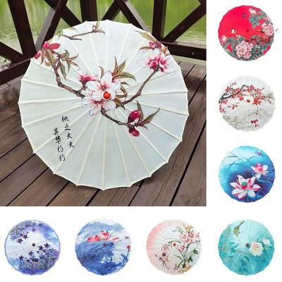 Vintage Chinese Silk Umbrella Handmade Dance Umbrella Sturdy Oiled Paper Umbrella  Kids