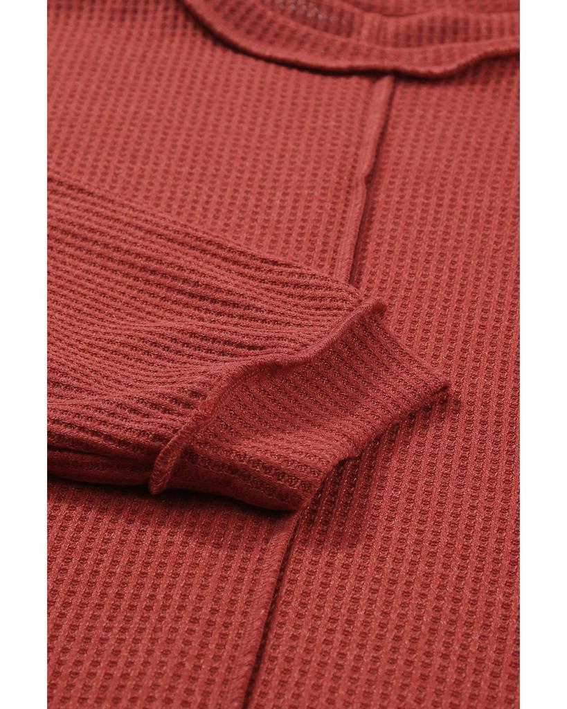 Azura Exchange Zlatý plamen Odhalený šev Detail Vaflový úplet Nadměrná velikost Top