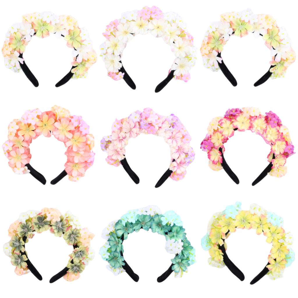 Fashion Women Bride Flowers Headband Chinese Style Flower Crown Hairband Ladies Elastic Beach Wedding Hair Accessories Headband