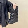 Design Sense Bow Set Boots Fashion Versatile Retro Fashion Boots Autumn and Winter Splicing New Height-increasing Leather Boots