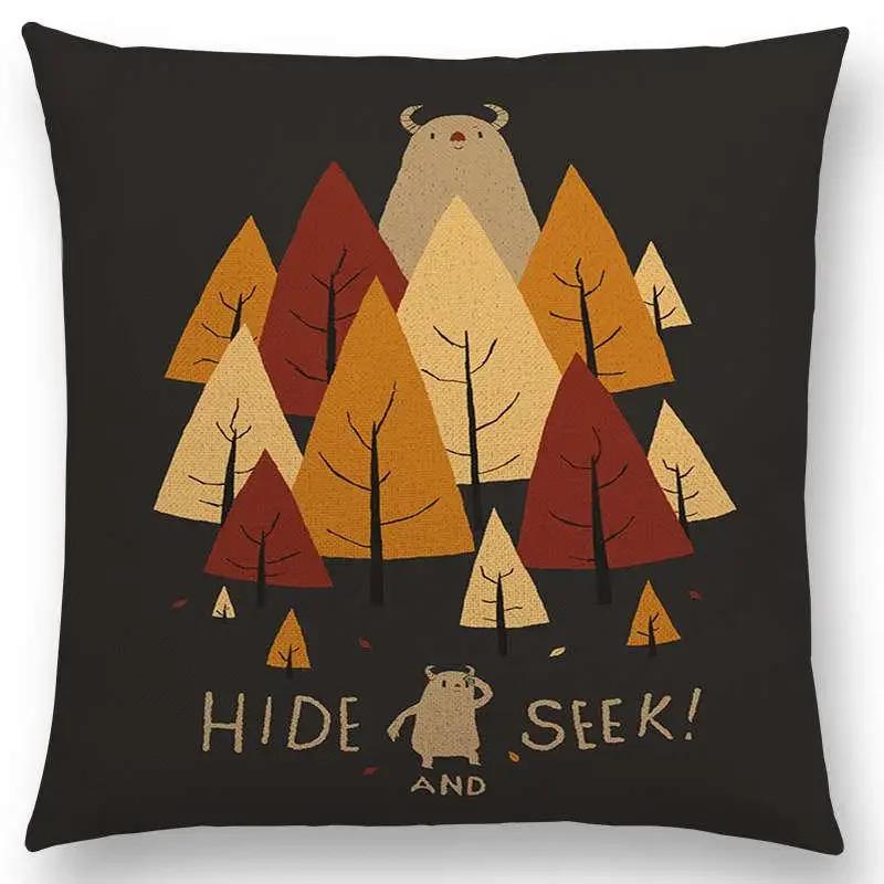 Magical Animals Sofa Throw Pillow Case Fantasy Adventure Fairy Tales Bear Walrus Wild Boar Bird Dog Cushion Cover