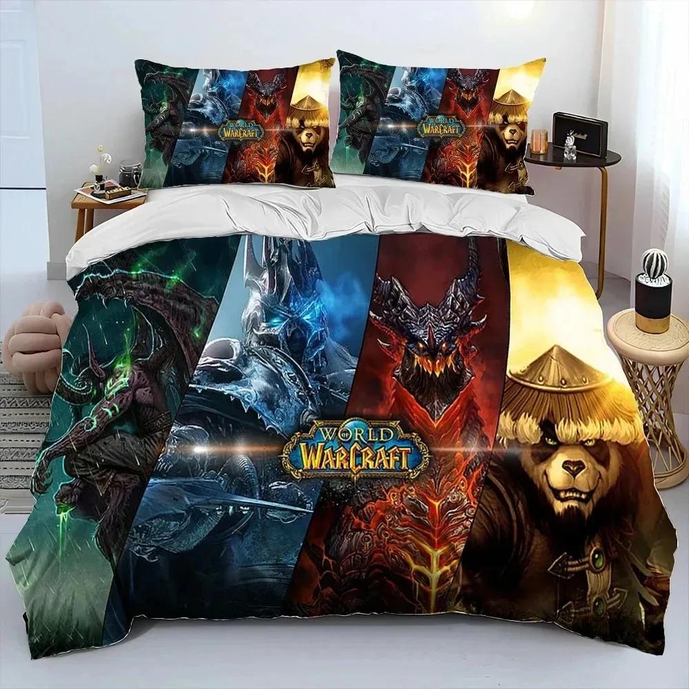 Joc de imprimare 3D World Warcraft WOW Set de lenjerie de pat Husă de pilotă Set de pat Husă de pilota Față de pernă Consolator King Queen Size Băieți Adult