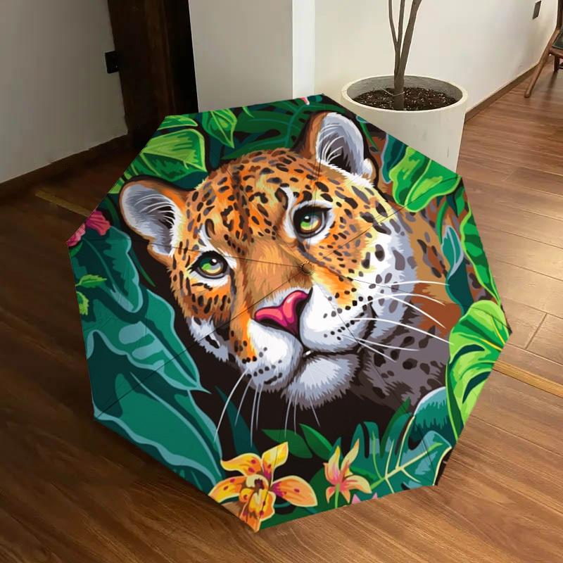 1pc Jaguar, Jungle Print Umbrella , Multi-functional Umbrellafor Men & Women, Valentine's Day Gift0817083