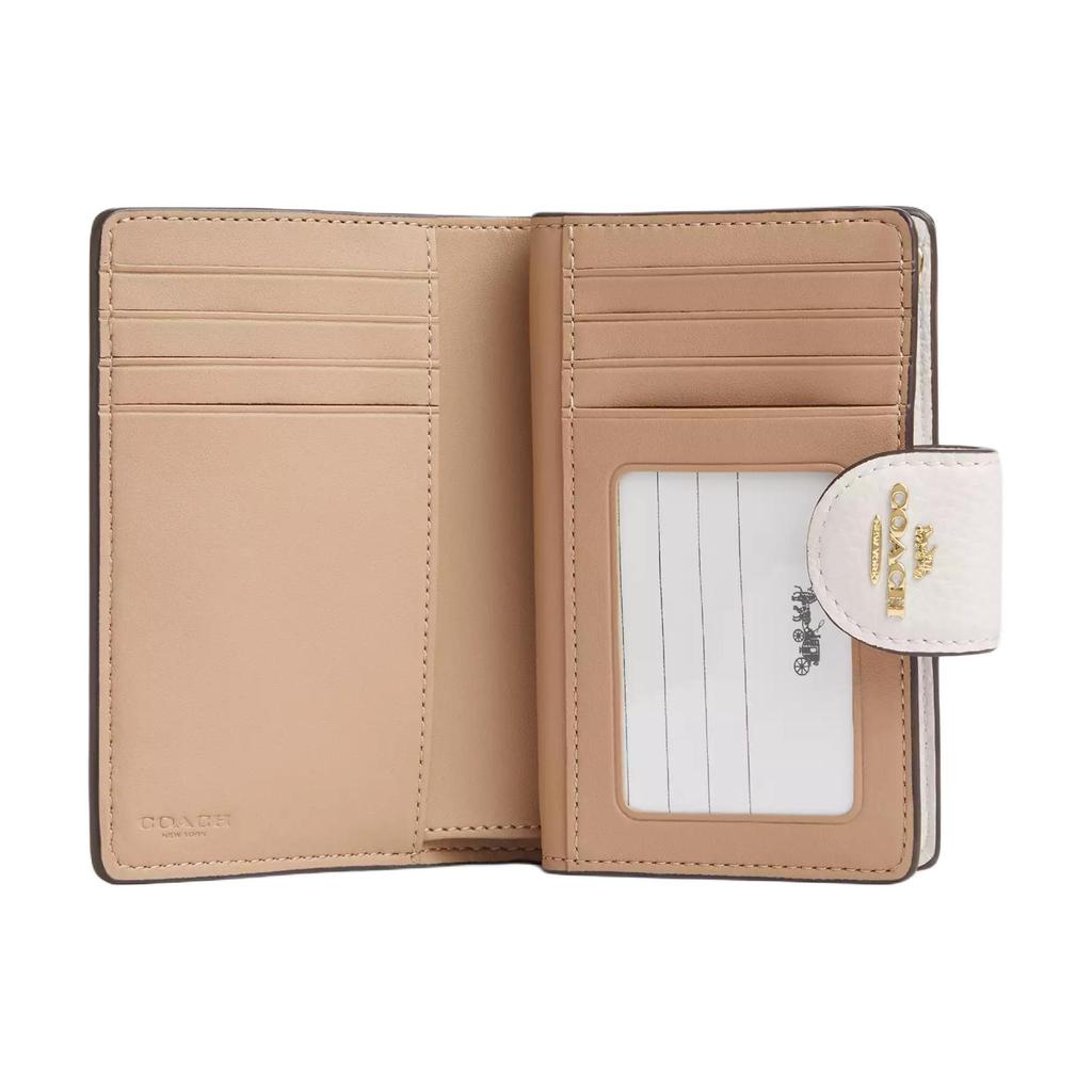 New COACH Refined Pebble Pattern Leather Wallet Medium Size Women's White CAO94-IMCAH