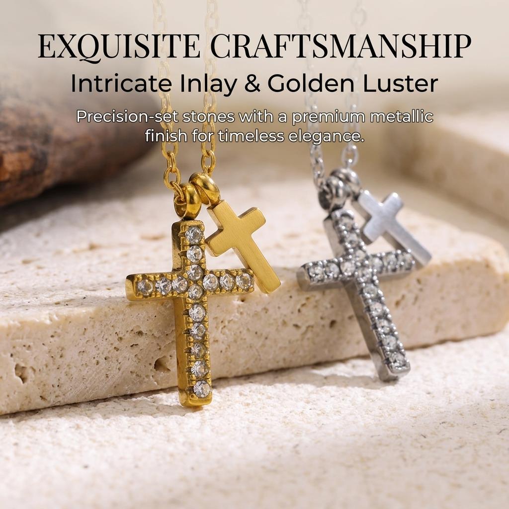 Gold Color Cross Zircon Necklace Minimalist Short Choker for Women Trendy Layering Jewelry Gift