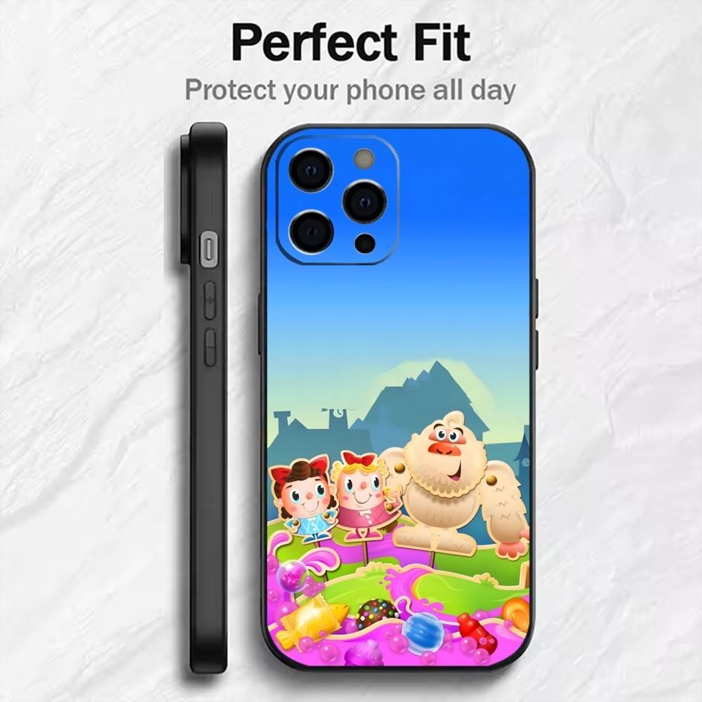 CCS Game C-Candy C-Crush Parinting Phone Case For iPhone17,16,15,14,13,12 Plus,Max Soft Silicone Black Cover