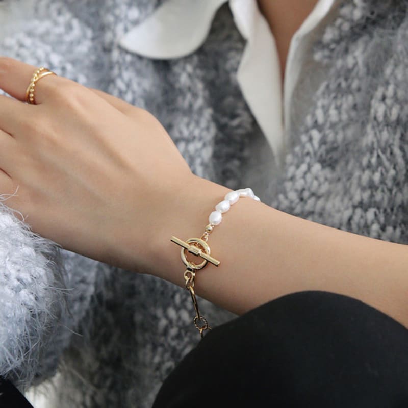 Shertz Knebelverschluss Süßwasserperlen Kettenarmband