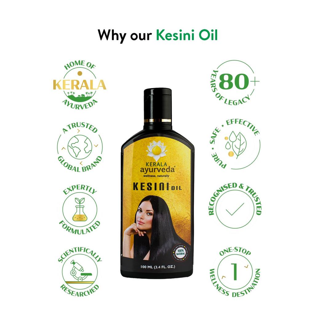 Kerala Ayurveda Kesini Hair Oil 100ml Pack of 1 – Ayurvedic Herbal Oil for Hair Growth and Scalp Nourishment