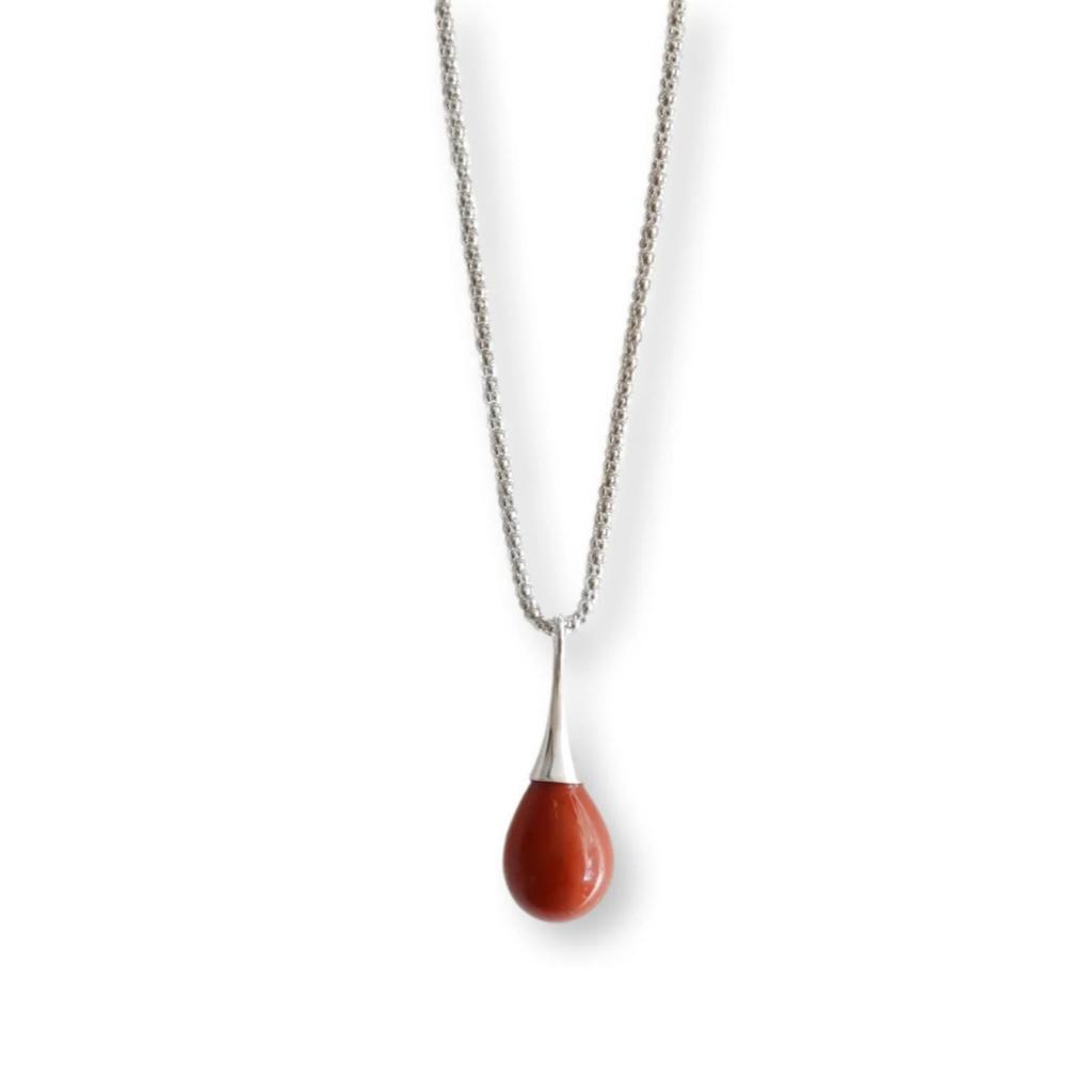 Fashion Commuter Must Enter Premium Metal Copper Platinum Plated Ruby Water Drop Pendant Clavicle Chain Simple Temperament Necklace
