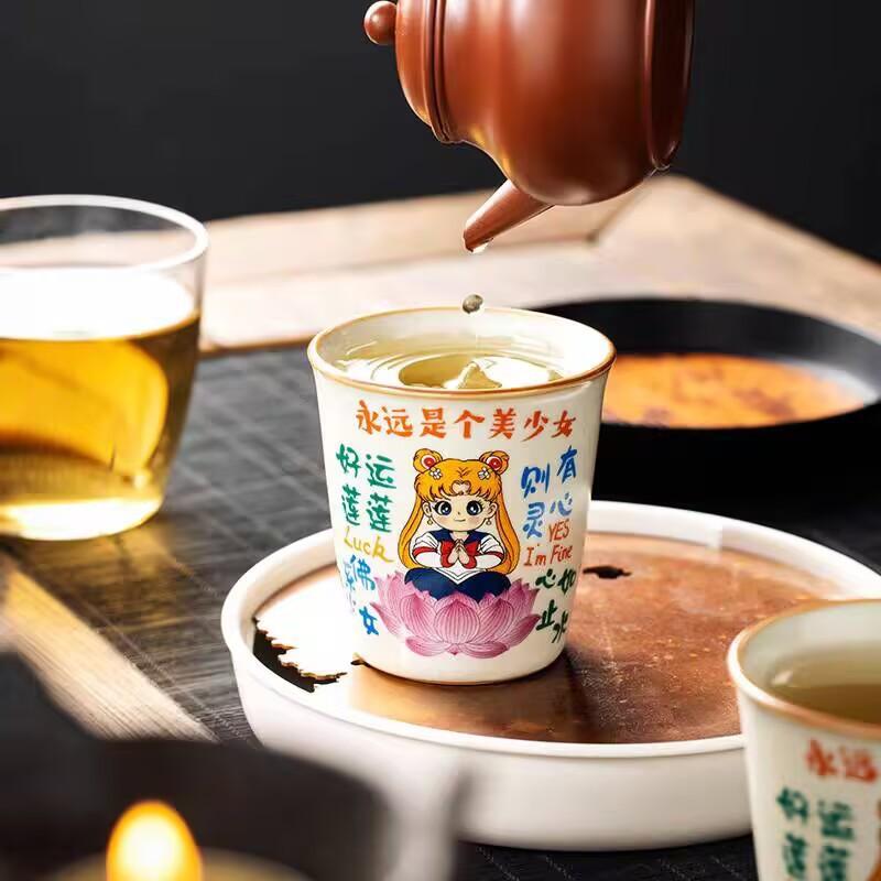 Ru Kiln Beautiful Girl Teacup Master Cup Personal Single Cup Open Film Raising Ceramic Large Capacity Coke Cup Tea Bowl