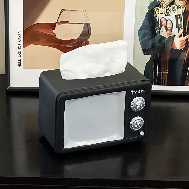 Retro Resin Tv Tissue Boxex Home Living Room Tissue Case Kitchen Countertop Tissue Storage Multifunctional Napkin Storage Boxes