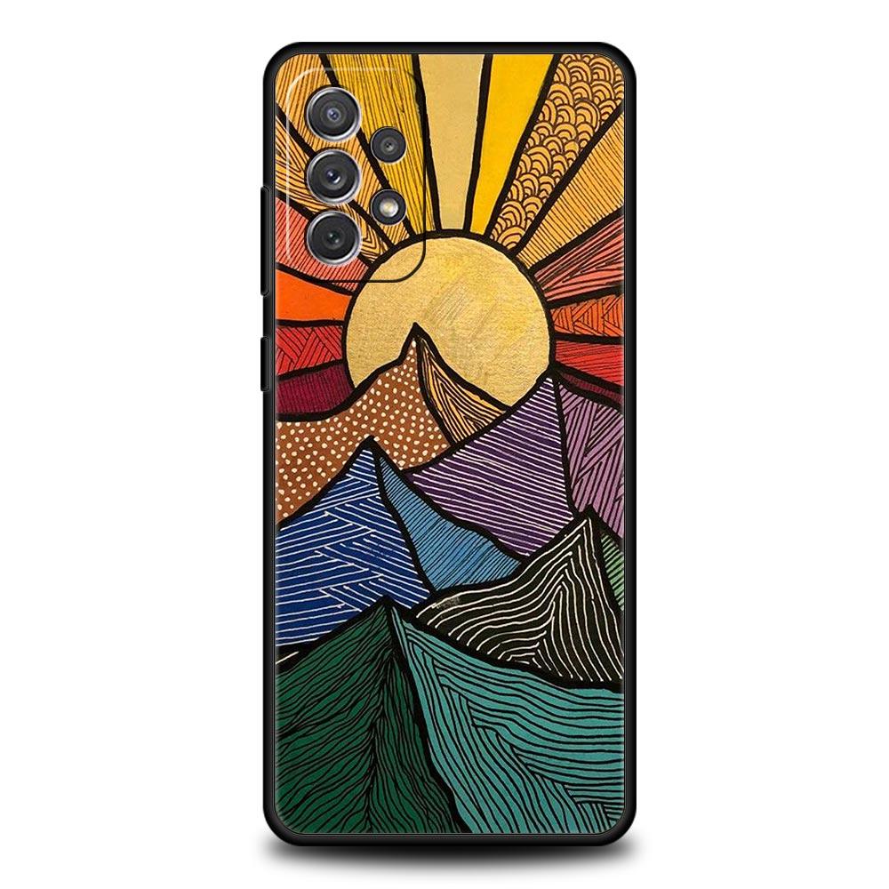 Mountain Sunrise Line Case for Samsung A57 A37 A51 A71 A21S A17 A11 A15 A25 A41 A23 A33 A53 A73 A07 A05S A13 A35 A55 5G Cover