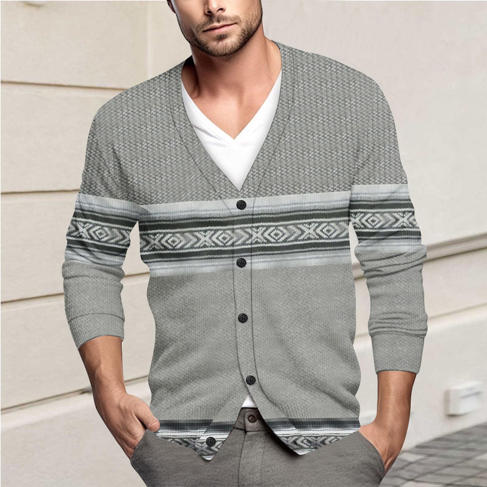 

Мужская повседневная однобортная модная куртка-кардиган с длинными рукавами на пуговицах XL светло-серый