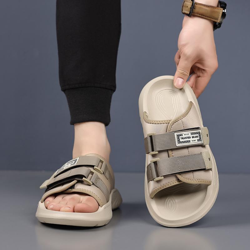 Fashion Thick Bottom Male Breathable Slippers Outdoor Men Sports Slippers Summer Handmade Men's Casual Shoes Beach Mens Slip On Shoes