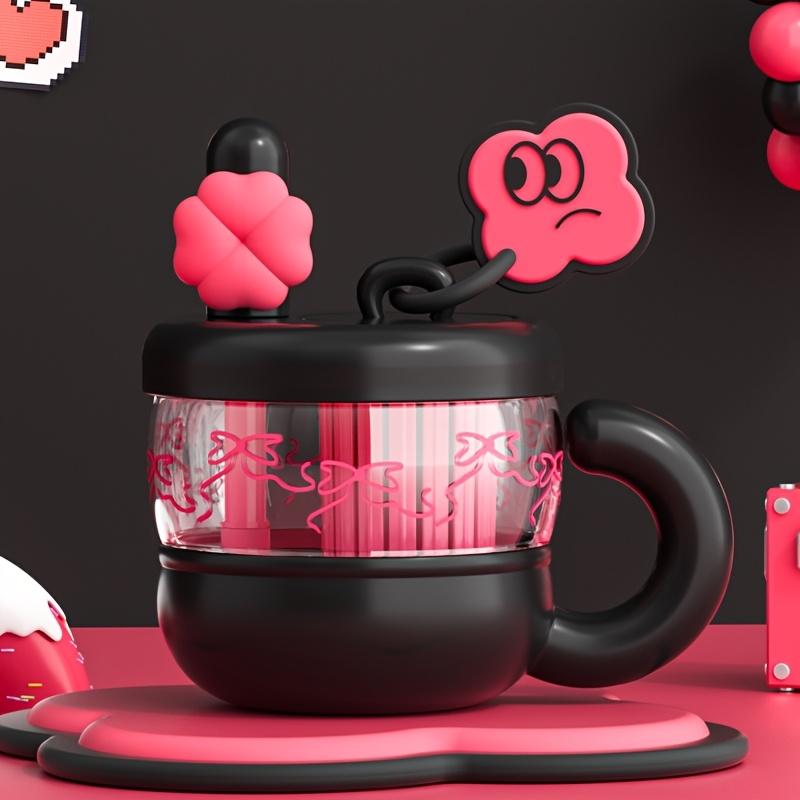 Cute Tritan Straw Cup with Whimsical Floral Design,Large Capacity, Slip-Resistant, Reusable Summer Drinkware for Office or Home, Hand Wash Only