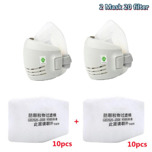 Dust-proof Half Face Mask with Filter, Cotton Respirator, Anti Industrial Construction, Dust Haze Fog, Safety  Mask, 20Pcs