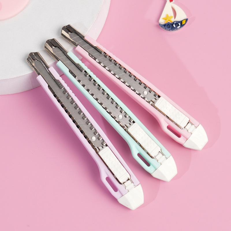Macaron Colored Portable Utility Knife - Small Office & Wallpaper Cutter for Unpacking & Paper Cutting
