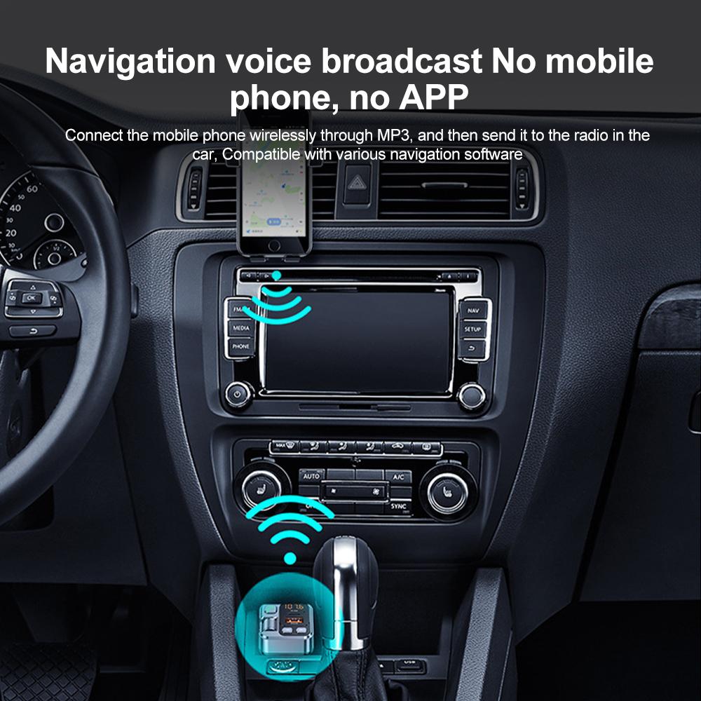 FM Transmitter with 30W PD Fast Charging, Hands-Free Calling, and LED Display