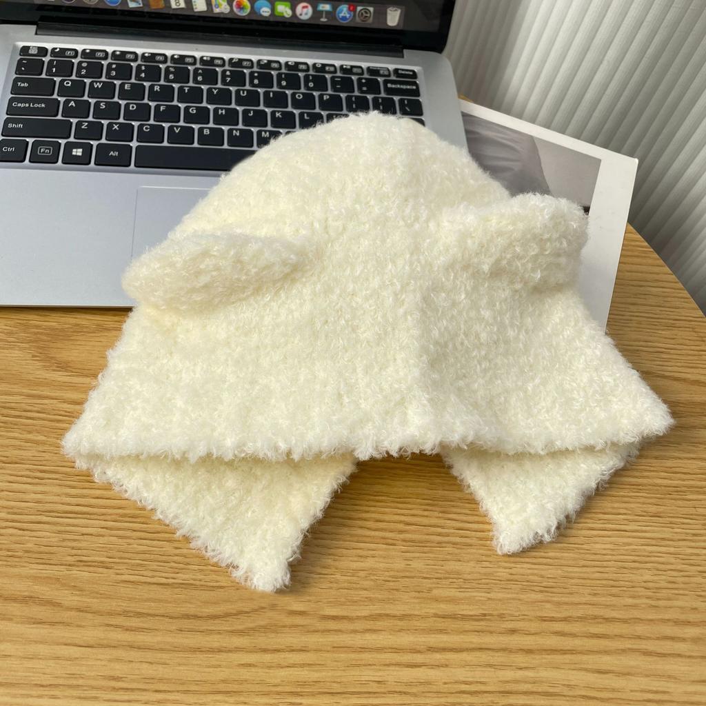 Bear Ears Hat for Women Autumn and Winter Cartoon Cute Ear Protection Hat Warm Pullover Woolen Hat Japanese Versatile Knitted Hat