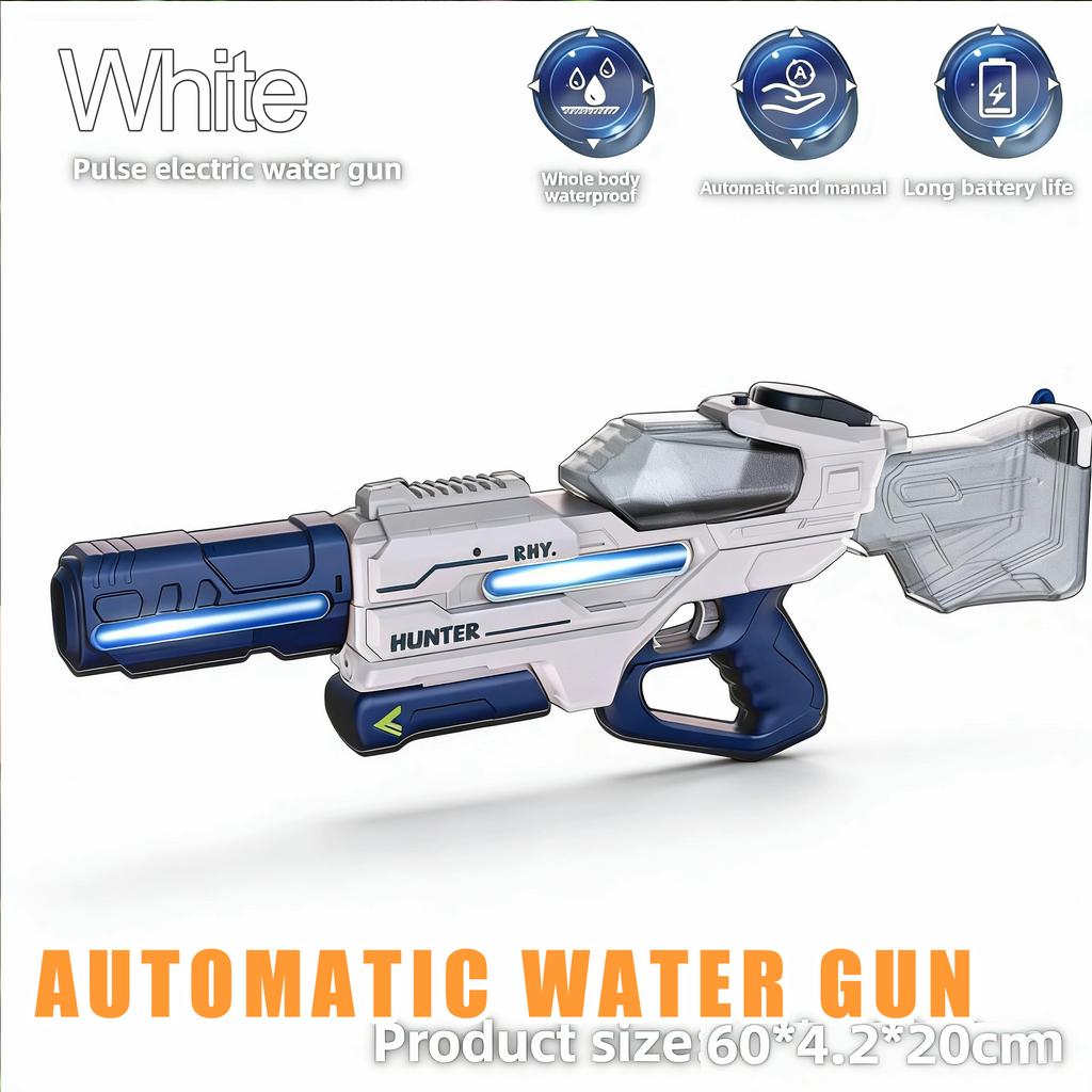 Electric Water Gun Pulse Continuous Firing Watergun Large Capacity Squirt Gun Integrated Manual And Automatic Water Gun Pool Toy
