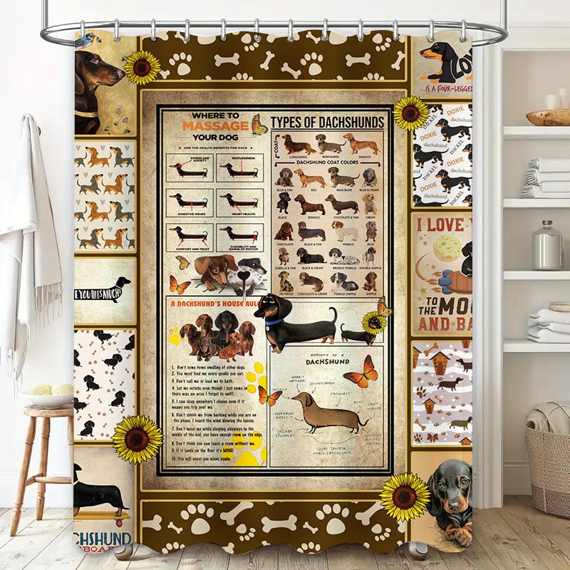 Decorative Dachshund Shower Curtain Adorable Dog Theme Perfect for Pet Lovers