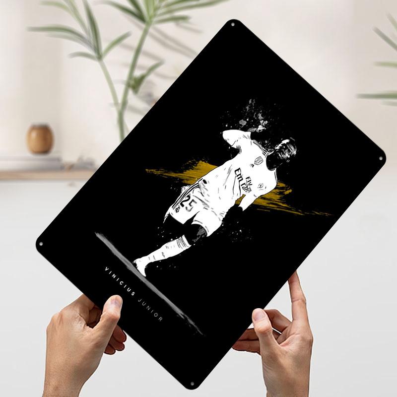 Vinicius Junior Football Art Printed Poster Customized Wall Art Retro Vintage Metal Tin Signs for Room Desk Decor House Home