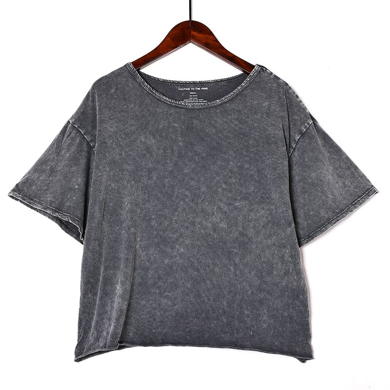 

Тяжелая футболка с эффектом потертости, свободного кроя, с круглым вырезом и короткими рукавами Grey S