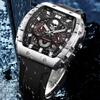 Top Brand Men's Watches Luxury Square Quartz Wristwatch Waterproof Military Chronograph Watch For Men Relogio Masculino+BOX