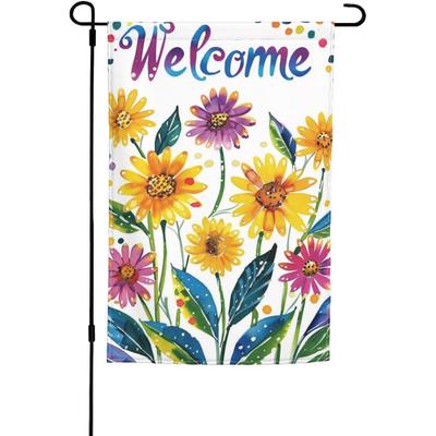 Welcome Garden Flag  Double Sided, Colorful Flowers Yard Outdoor, Summer Seasonal Decors Farmhouse Holiday Outside