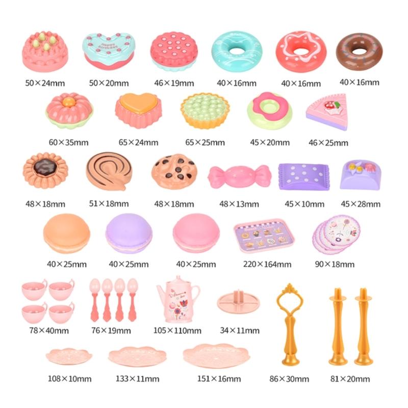 Teas Set for Little Girls 36Pcs Teas Party Pretend for Play Afternoon Teas Playset with Plastics Pot Cups Spoons Dessert