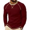 Men's Long Sleeve Crew Neck Casual T Shirt Color Block Stitching Detail Pullover Top Lightweight Comfortable Fit