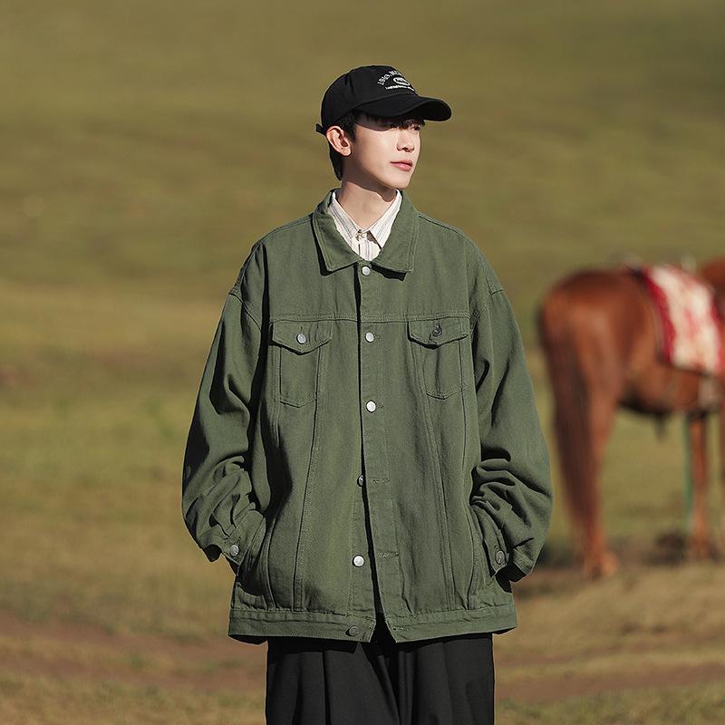 Men's Denim Jacket Fashion Hole Retro Motorcyle Basic Coat Men Streetwear Bomber Denim Jacket Cowboy