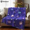 Cute Space Cartoon Cartoon Anime Print Flannel Blanket Soft Warm Throw for Kids Bedroom Sofa Bed Christmas Office Car