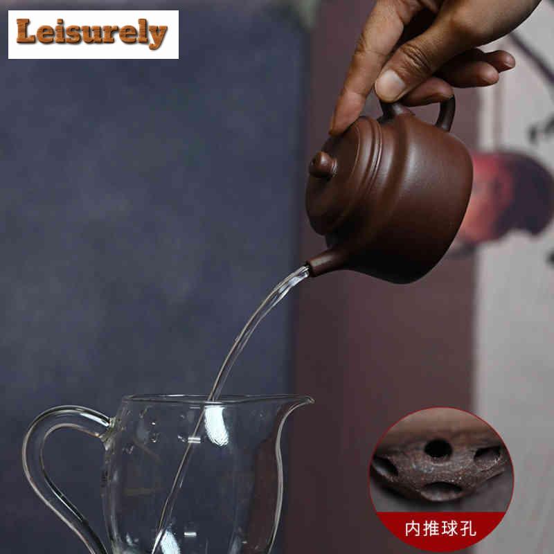 181ml Vintage Yixing Purple Clay Teapots Artists Handmade De Zhong Pot Raw Ore Azure Mud Tea Brewing Kettle Zisha Teaset For Tea