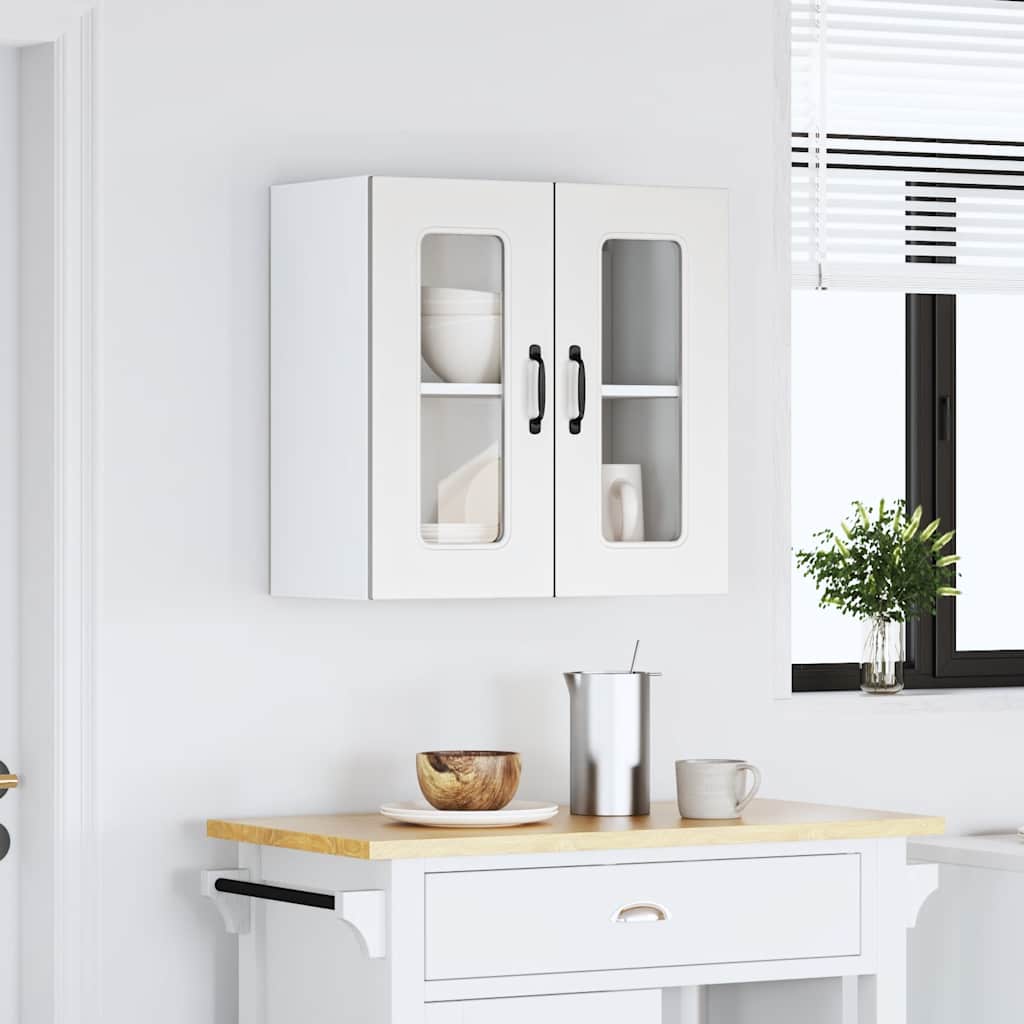 Kitchen Wall Cabinet with Glass Doors, Squid, White