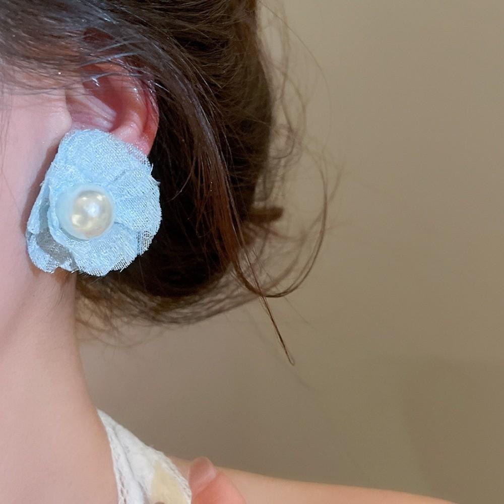 5 Pairs Floral Acrylic Flower Stud Earrings Pearl Korean Style Earrings  Spring Summer