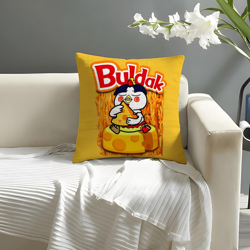 Kwaii Anime BBuldak RRameSn Kissenbezug Natürlicher Leinen Bio-Stoff Doppelseitiger Druck Sofa Heimdeko Kissenbezug