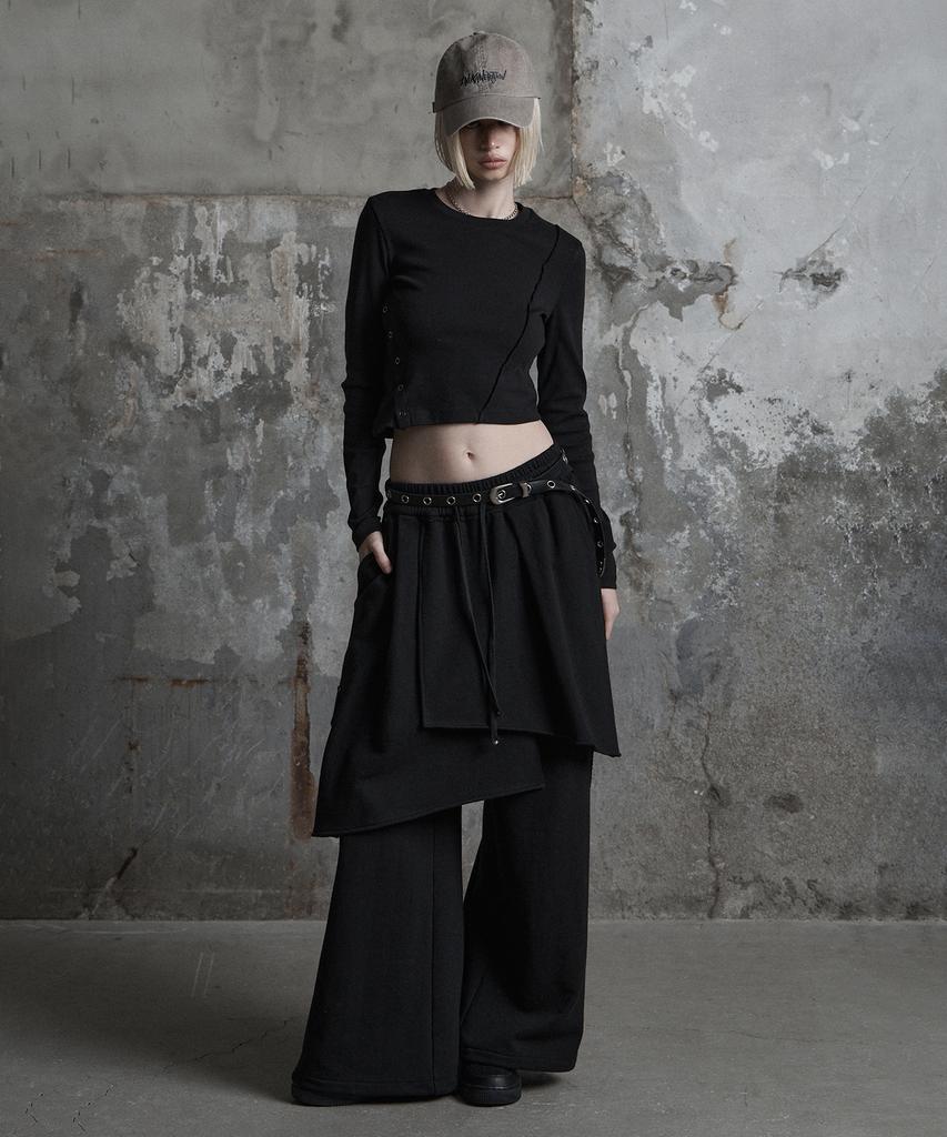 Jenyujeu Layers Wrap Sweatpants - Black