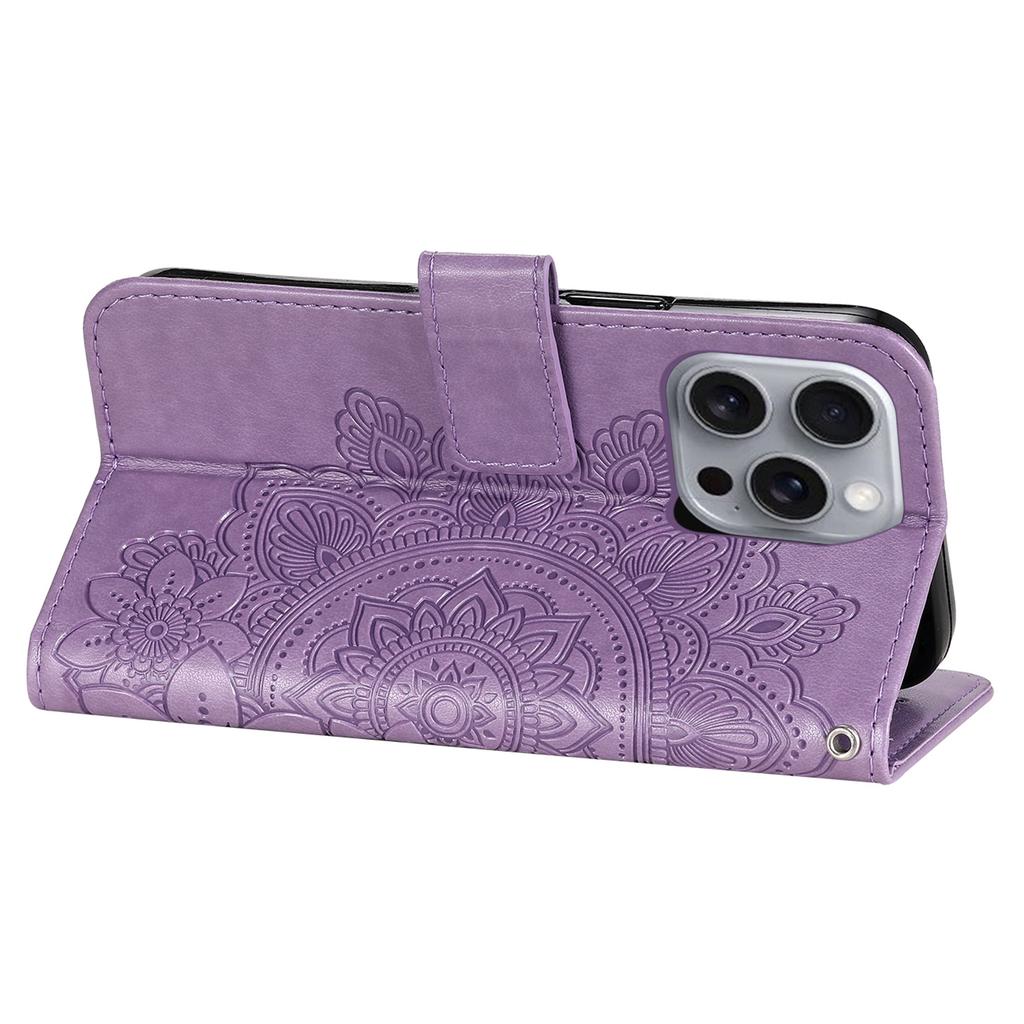 For iPhone 16 Pro Case Floral Pattern PU Leather Wallet Stand Phone Cover