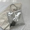 Glossy Tote Bag Women Shiny Solid Color Shoulder Bag High Capacity Faux Leather Handbag for Date Street Party Shopping
