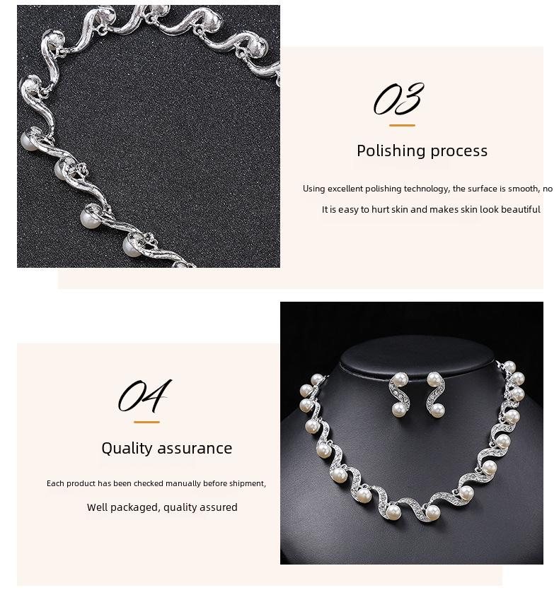 Elegancki Zestaw Naszyjnika i Kolczyków z Pereł: Lekki luksus, wszechstronny sweter i łańcuszek na obojczyk z elementami ze stopu.